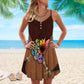 Sugar Skull Sunflower Leather – Women's Summer Sleeveless V-Neck Camisole Dress