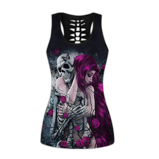 Skull Tattoo Girl Dark Ink Aesthetic Style Art - Hollow Tank Top 