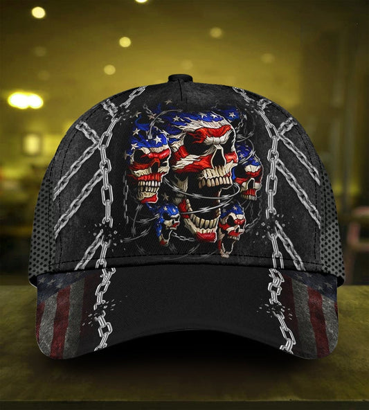 Skull American Flag Patriotic Style – Classic Cap