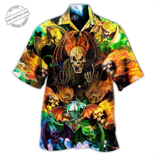 Hawaiian Shirt / Adults / S Skull With Bat Wings Edition - Hawaiian Shirt - HAWS19FNN110821 - Owls Matrix LTD