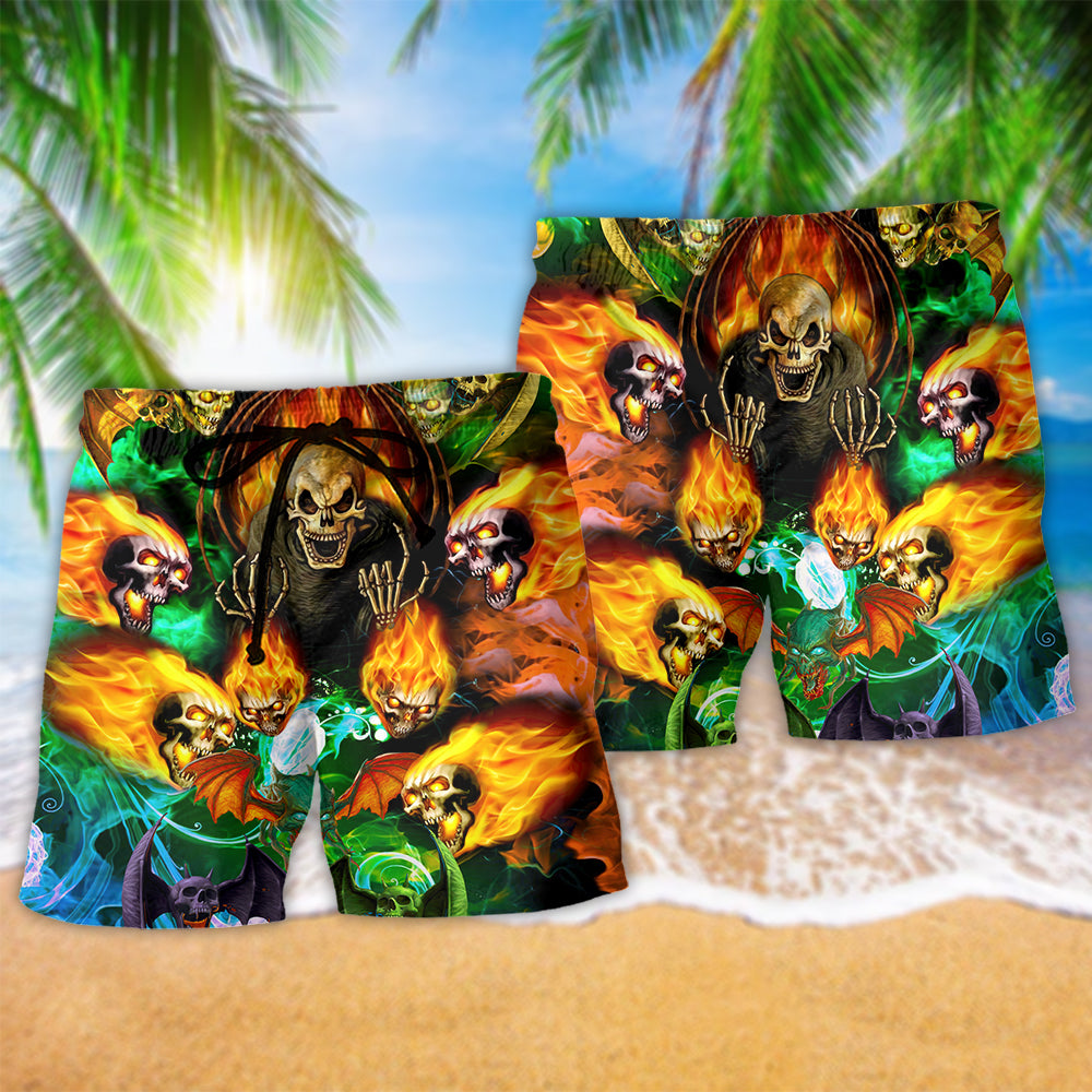 Bat Wing Skull Fire – Beach Short
