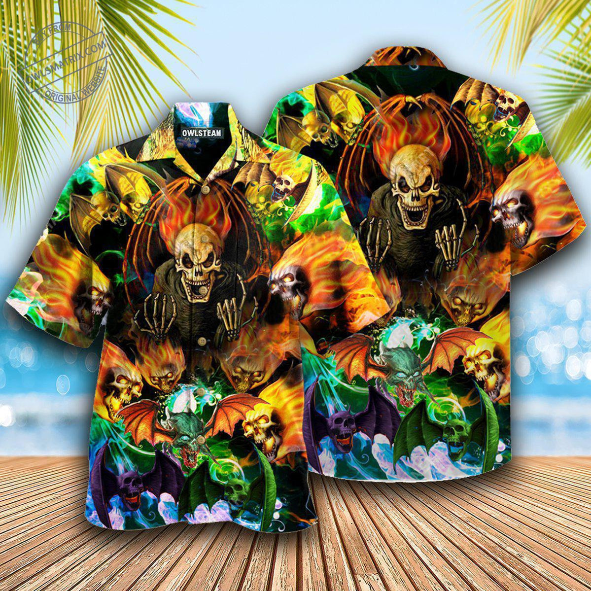 Skull With Bat Wings Edition - Hawaiian Shirt - HAWS19FNN110821 - Owls Matrix LTD