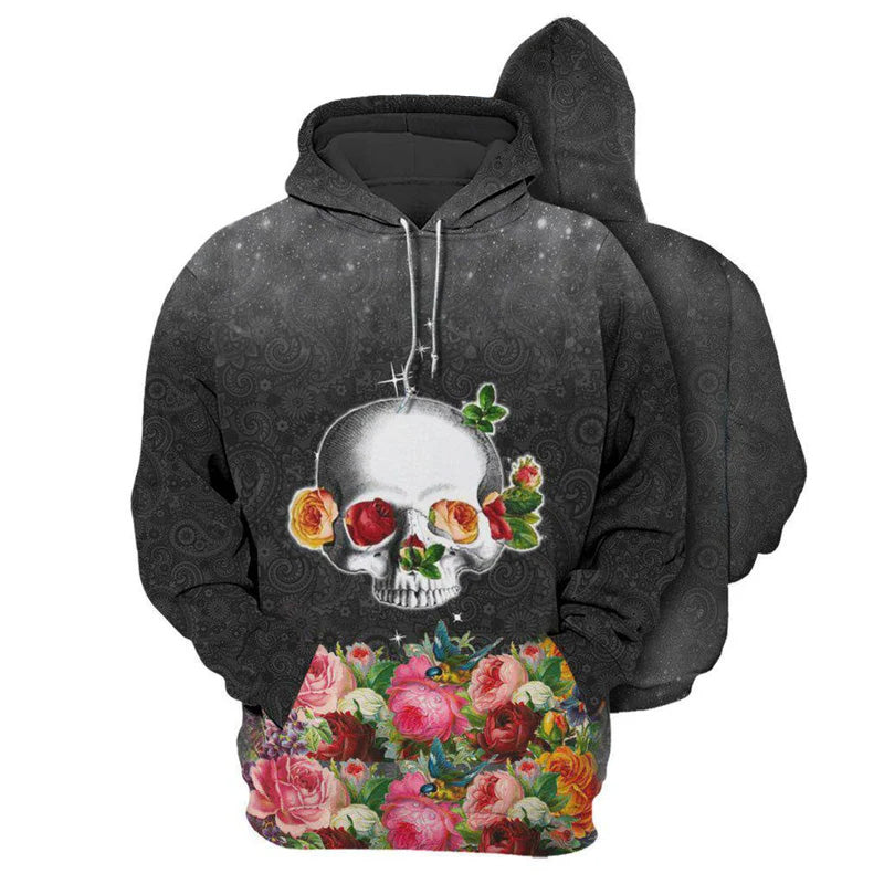 Skull With Flowers Beautiful Art – 3D Hoodie