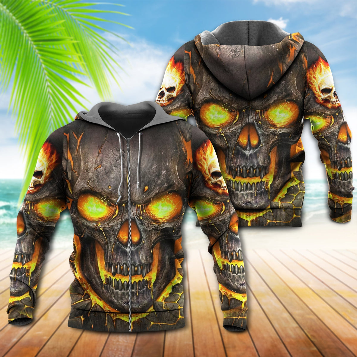 Skull And Fire Power Style - 3D Hoodie