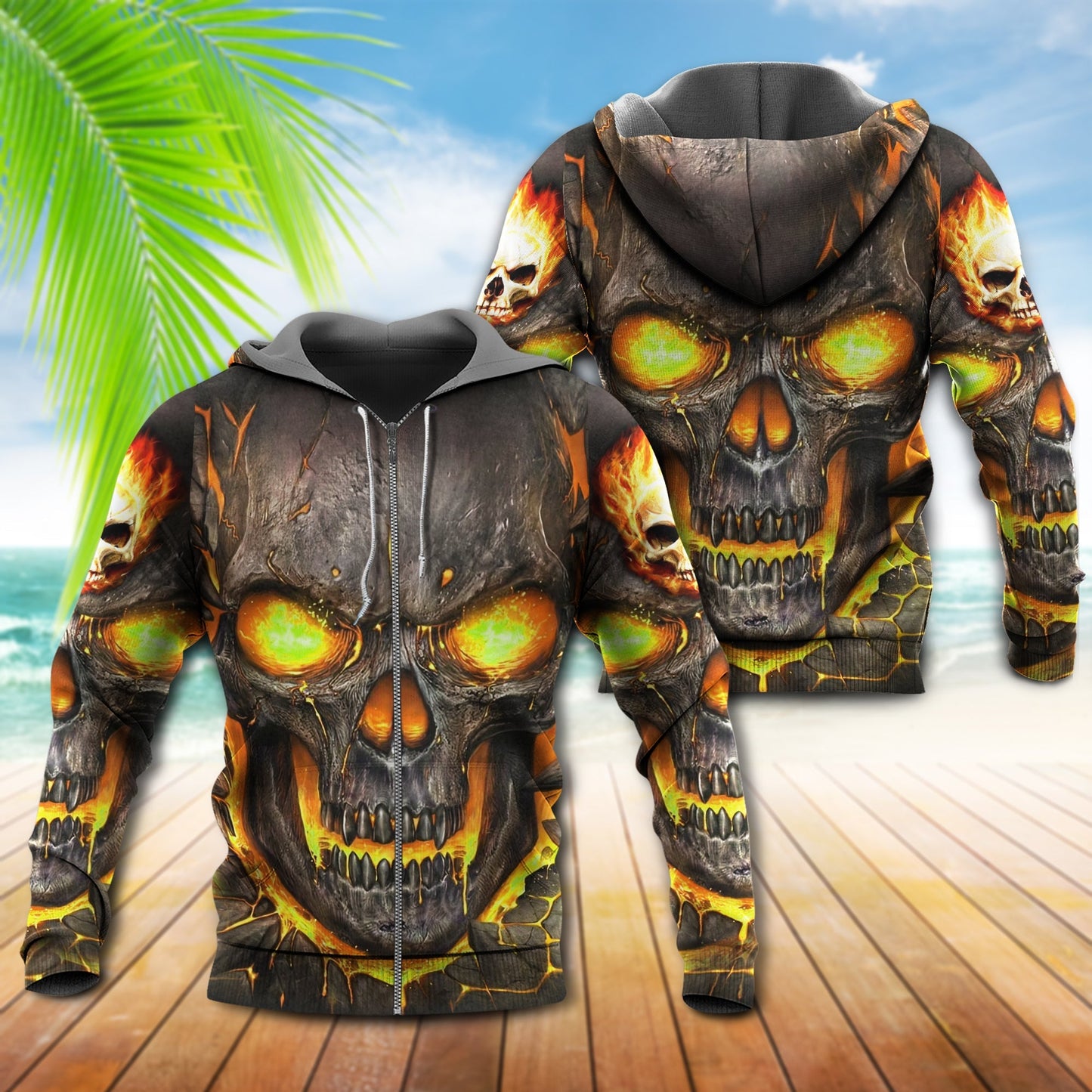 Skull And Fire Power Style - 3D Hoodie