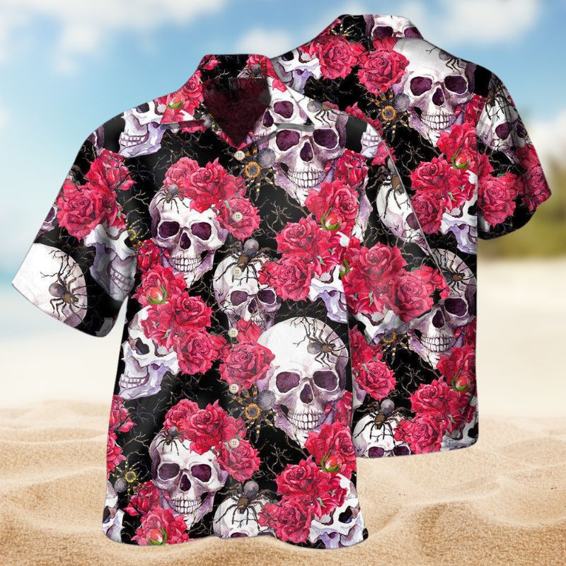 Skull And Roses Art Style – Hawaiian Shirt