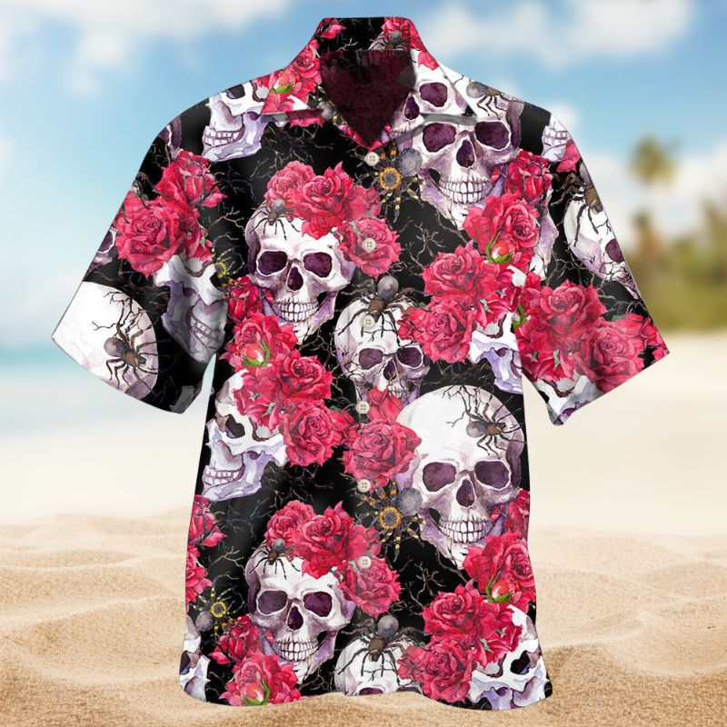 Skull And Roses Art Style – Hawaiian Shirt