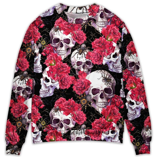 Skull And Roses With Spidy - Sweater - Ugly Christmas Sweaters