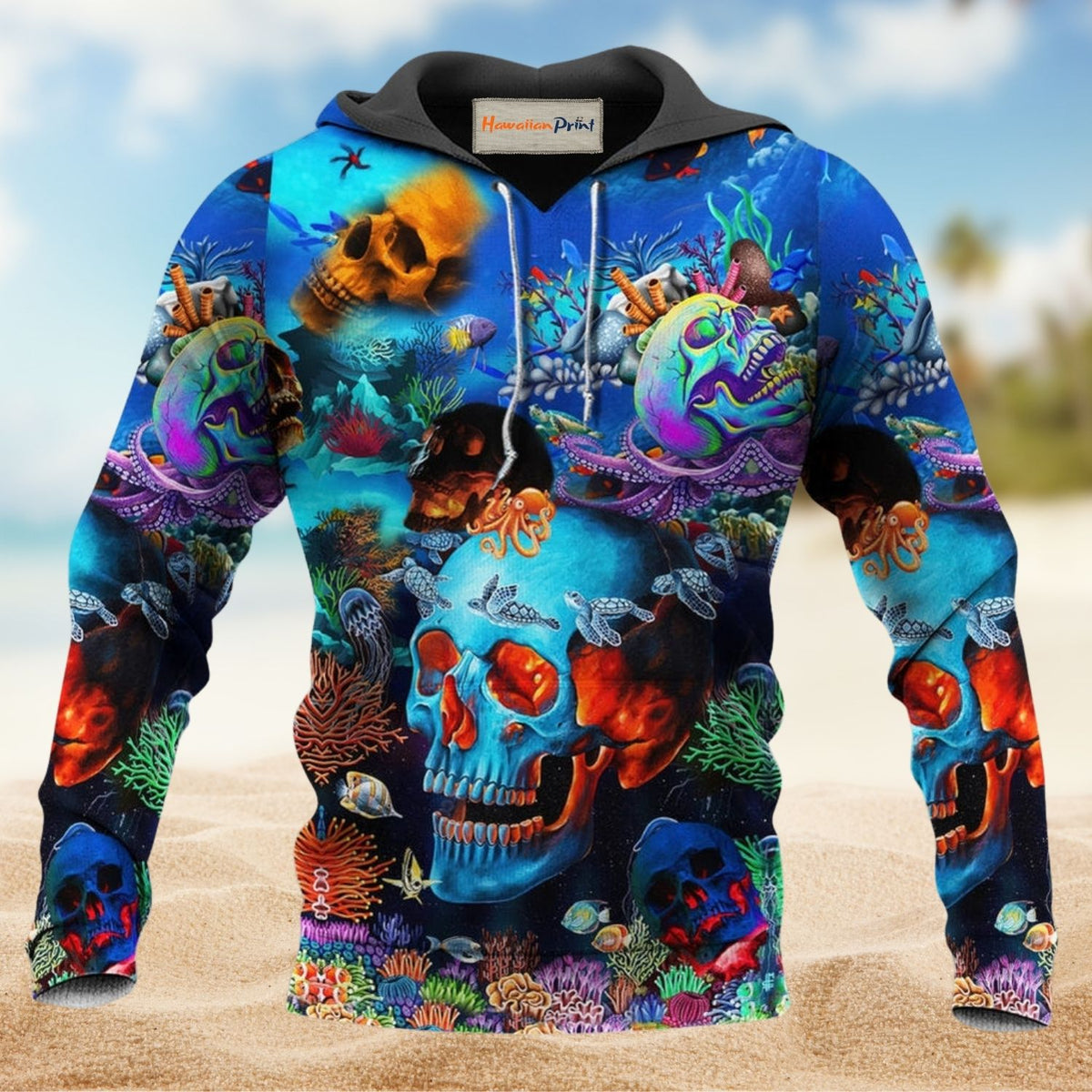 Skull Deep Ocean Blue - 3D Hoodie