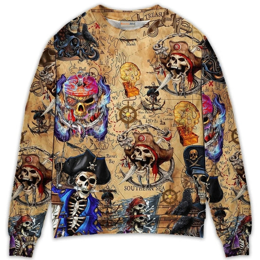 Skull Pirate Treasure Map Adventure – Sweater - Ugly Christmas Sweater