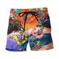 Skull Colorful Wave Art – Beach Short