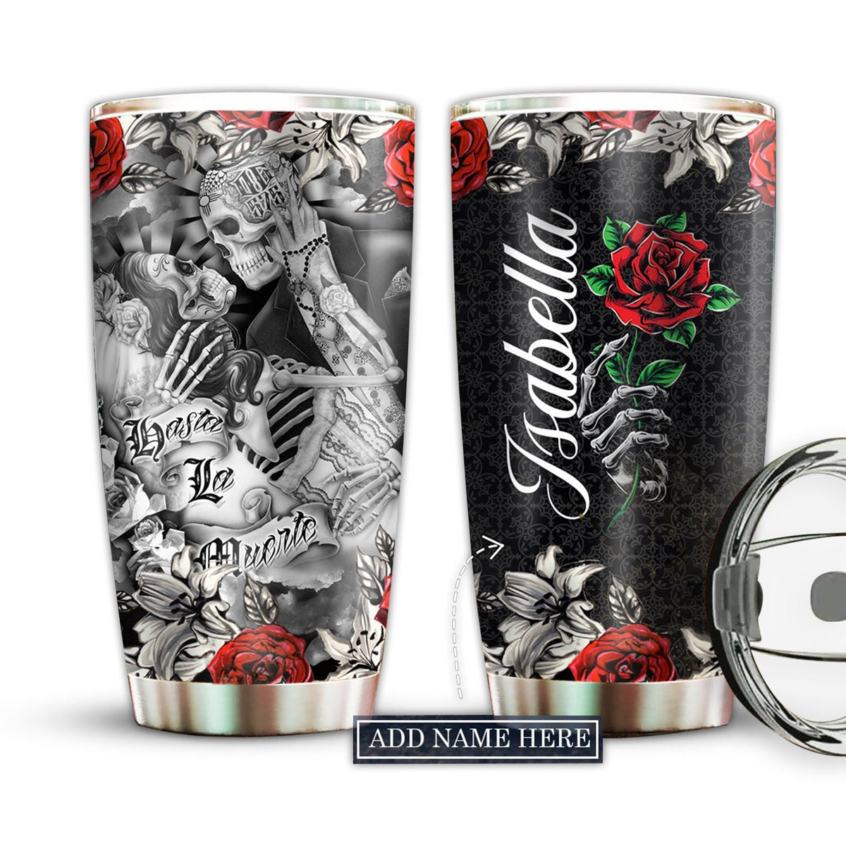 Skull Couple Love With Rose Personalized 20 Oz Tumbler
