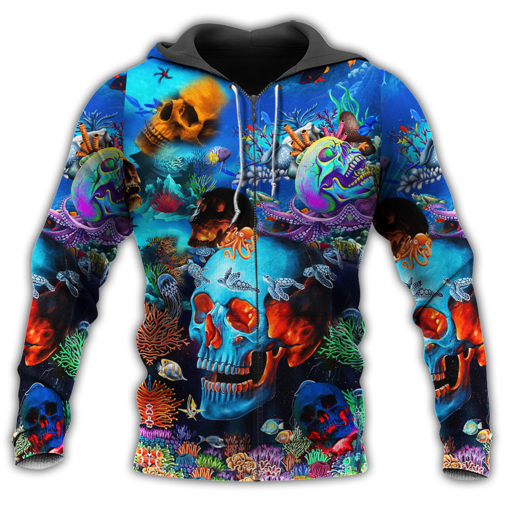 Skull Deep Ocean Blue - 3D Hoodie