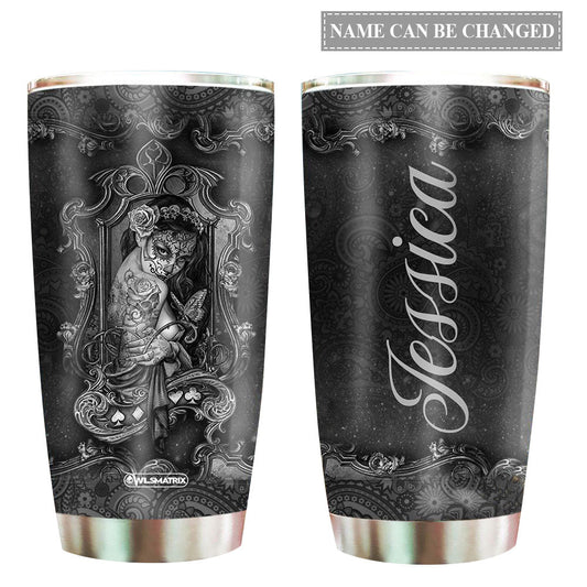 Skull Girl Love Black Personalized 20 Oz Tumbler For Coffee Travel And Daily Use