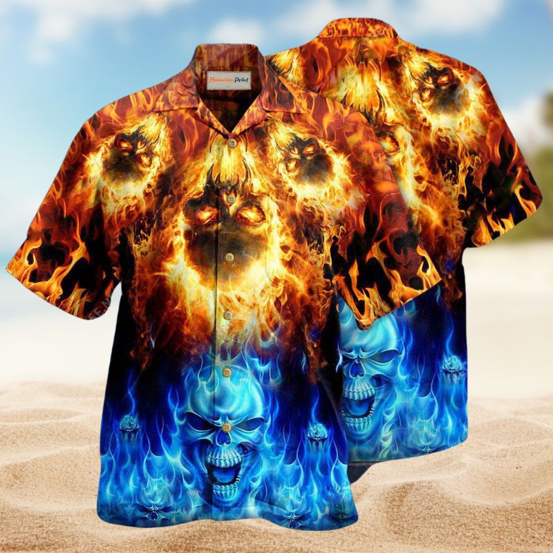 Skulls Fire Burning Forever Edition – Hawaiian Shirt