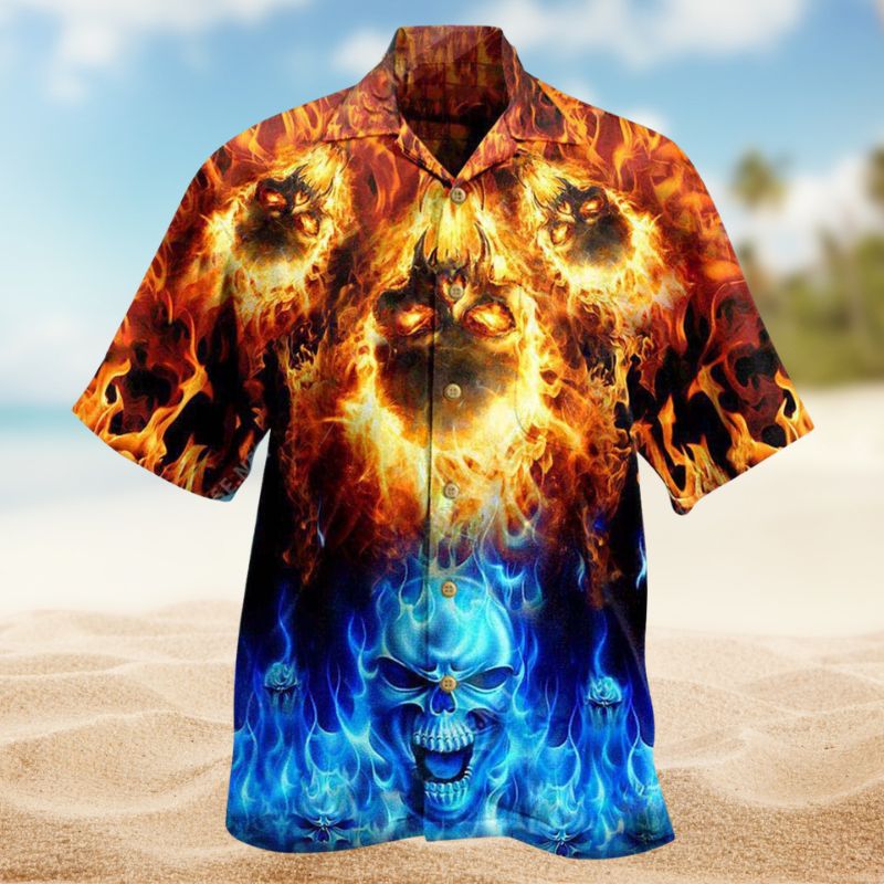 Skulls Fire Burning Forever Edition – Hawaiian Shirt