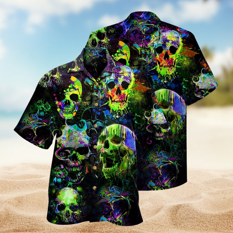 Skulls Green Color Splash Limited Edition – Hawaiian Shirt