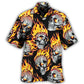 Flaming Skulls Dark Fire Art - Hawaiian Shirt