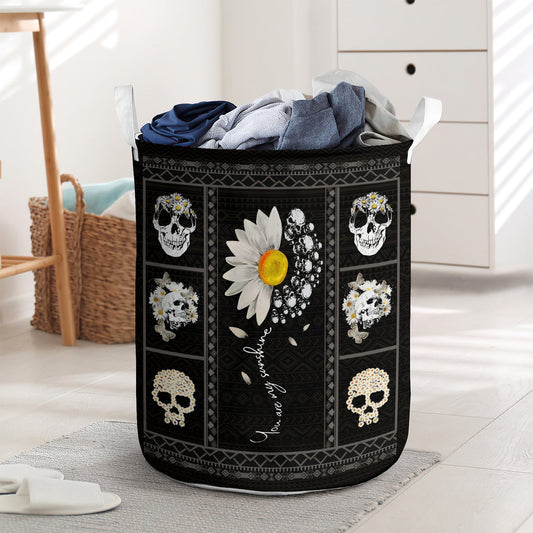 Skull you are my sunshine flowers - Laundry basket - LAUB02LIN210222-Owls Matrix