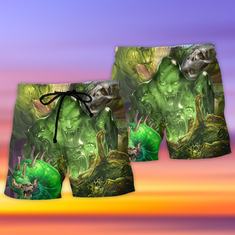 Green Monster Slime Scary Fun Art – Beach Short