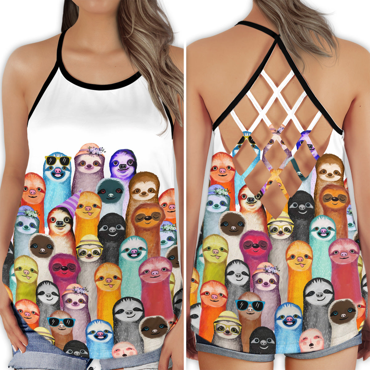 Cute Sloth Chill Spirit Vibes - Hollow Tank Top