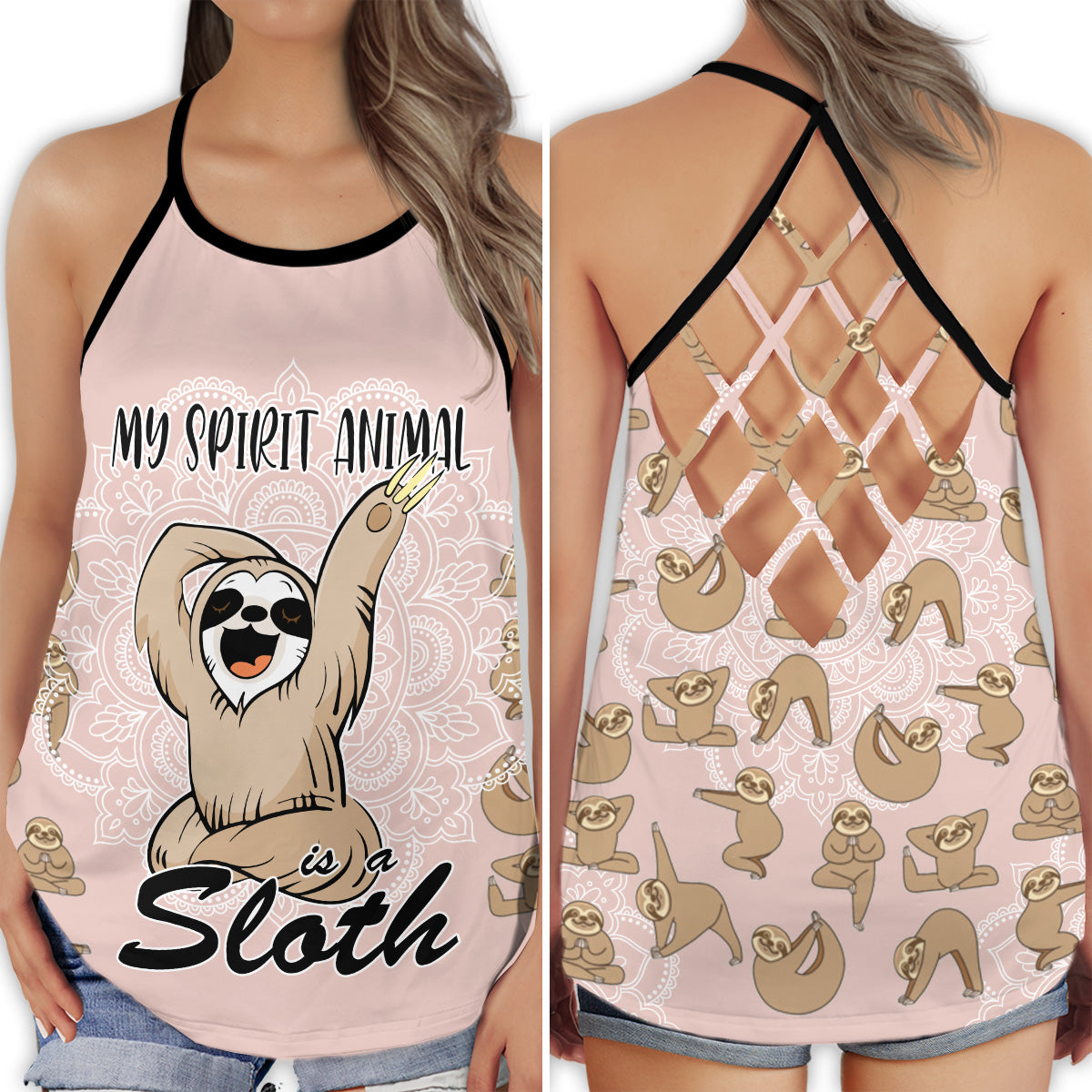Funny Sloth Chill Humor Vibes - Hollow Tank Top