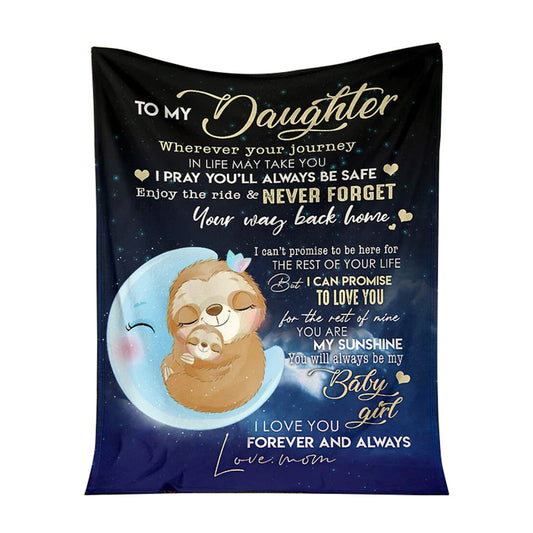 Sloth To My Daughter 50 x 60 Inch Flannel Blanket For Cozy Bedroom And Sofa Decor