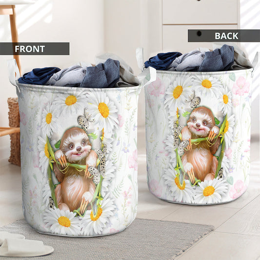 Sloth and daisy cute style - Laundry basket - LAUB01TNH240222-Owls Matrix