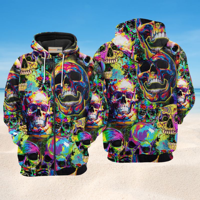 Smiley Skull Art – 3D Hoodie