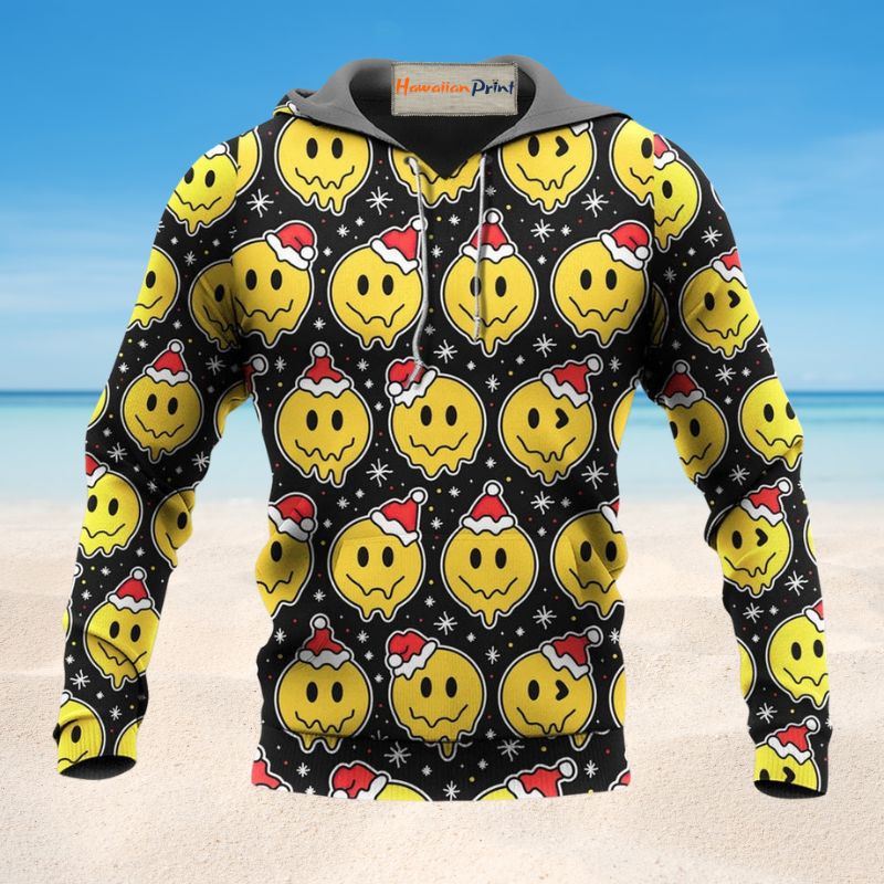 Smiling Face Santa Hat - 3D Hoodie