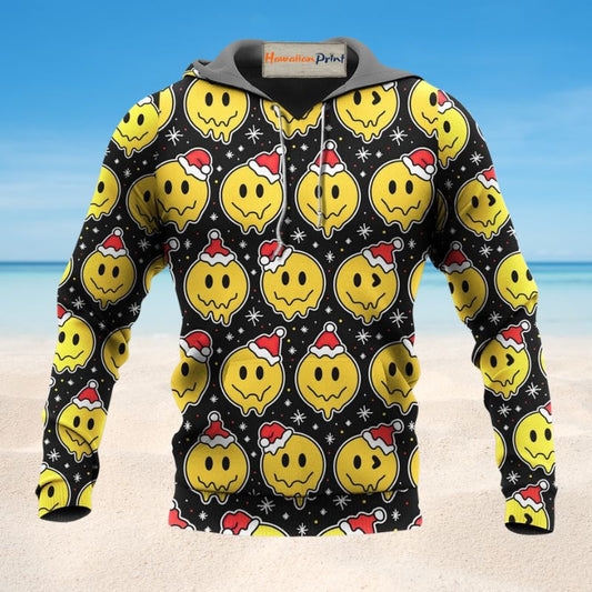 Smiling Face Santa Hat - 3D Hoodie