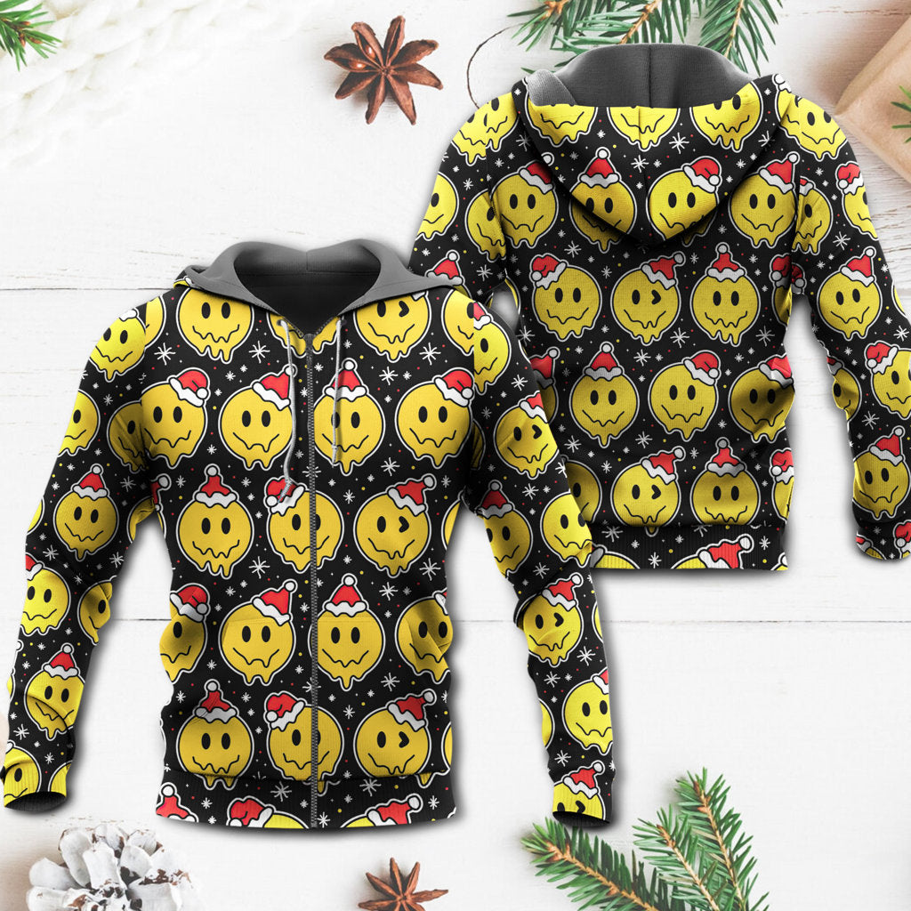 Smiling Face Santa Hat - 3D Hoodie