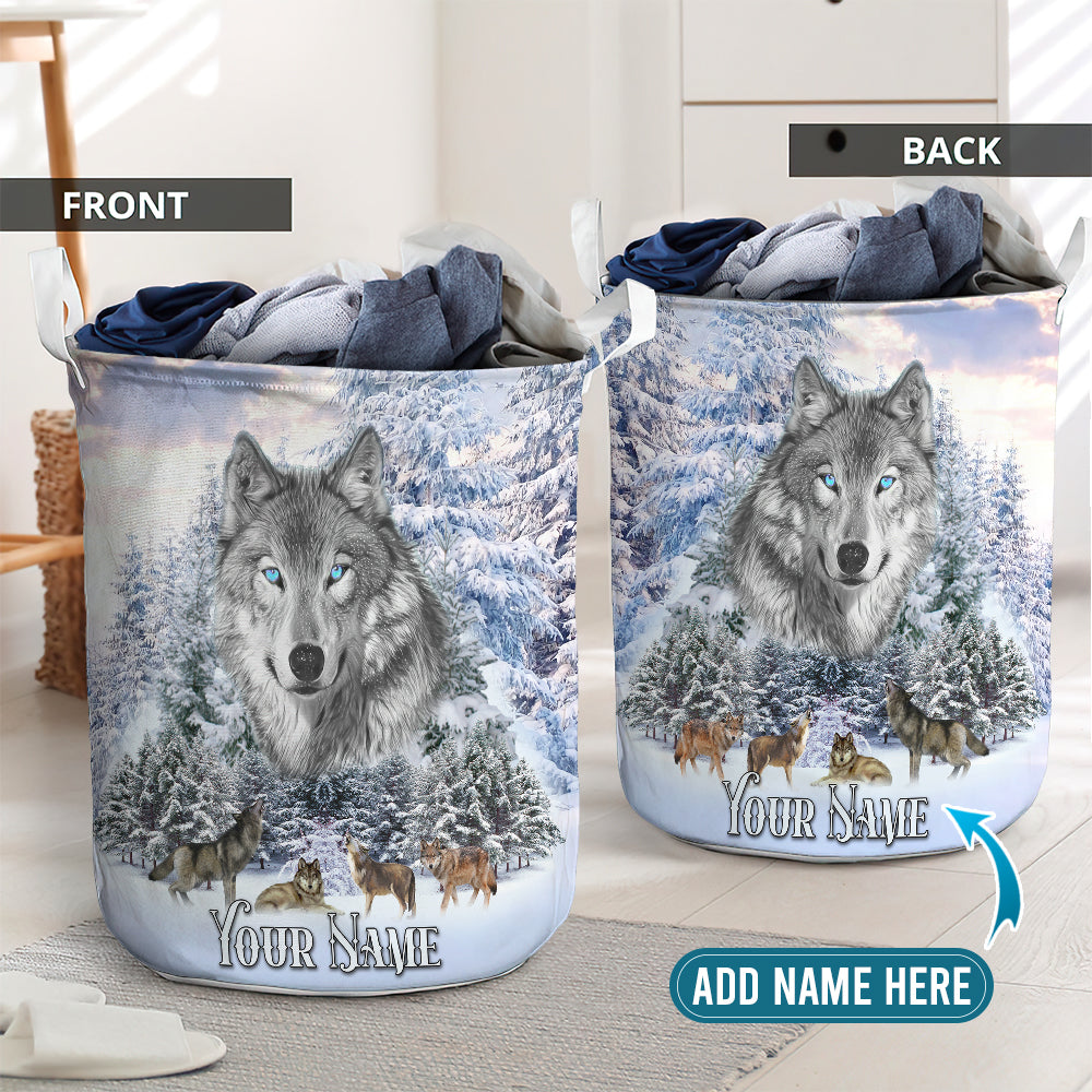 Snow wolf cold forest personalized - Laundry basket - LAUB03TNH240222-Owls Matrix