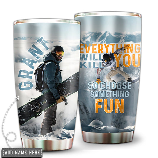 Snowboarding Adventure Personalized 20 Oz Tumbler For Coffee Travel And Daily Use