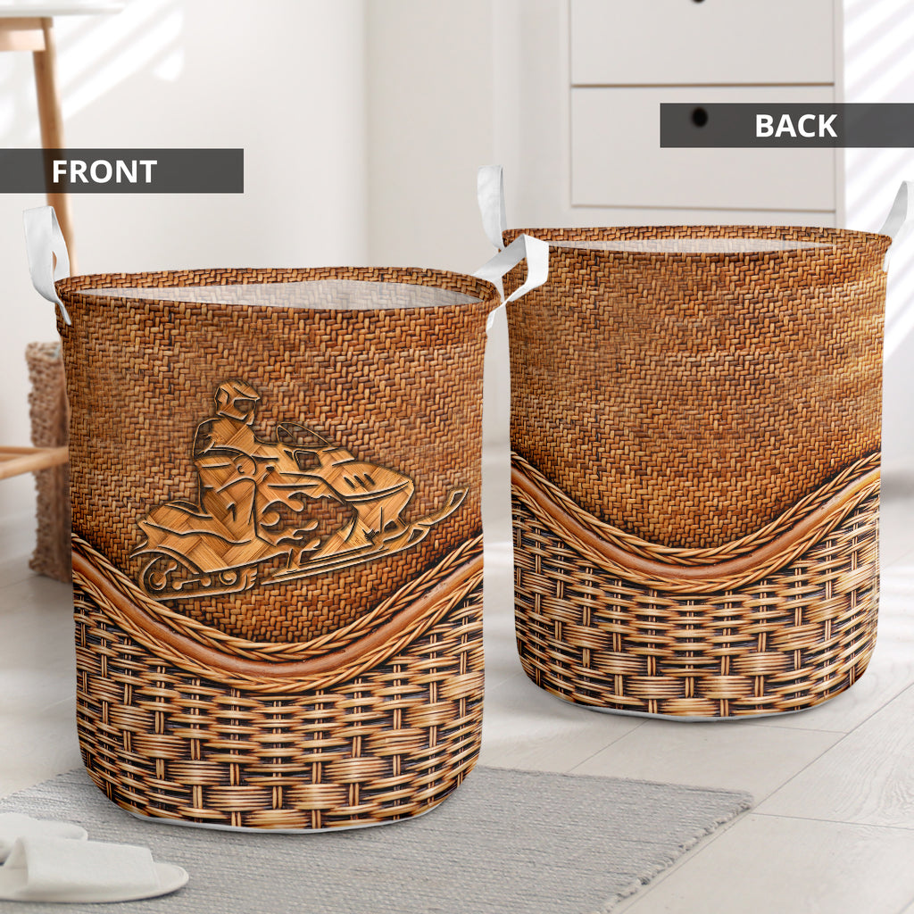 Snowmobile Rattan Teaxture Style - Laundry Basket - Owls Matrix LTD