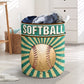 Softball Retro Sunburst Green - Laundry Basket - Owls Matrix LTD