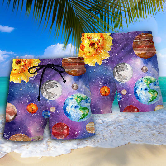 Solar System Planet Color Art – Beach Short