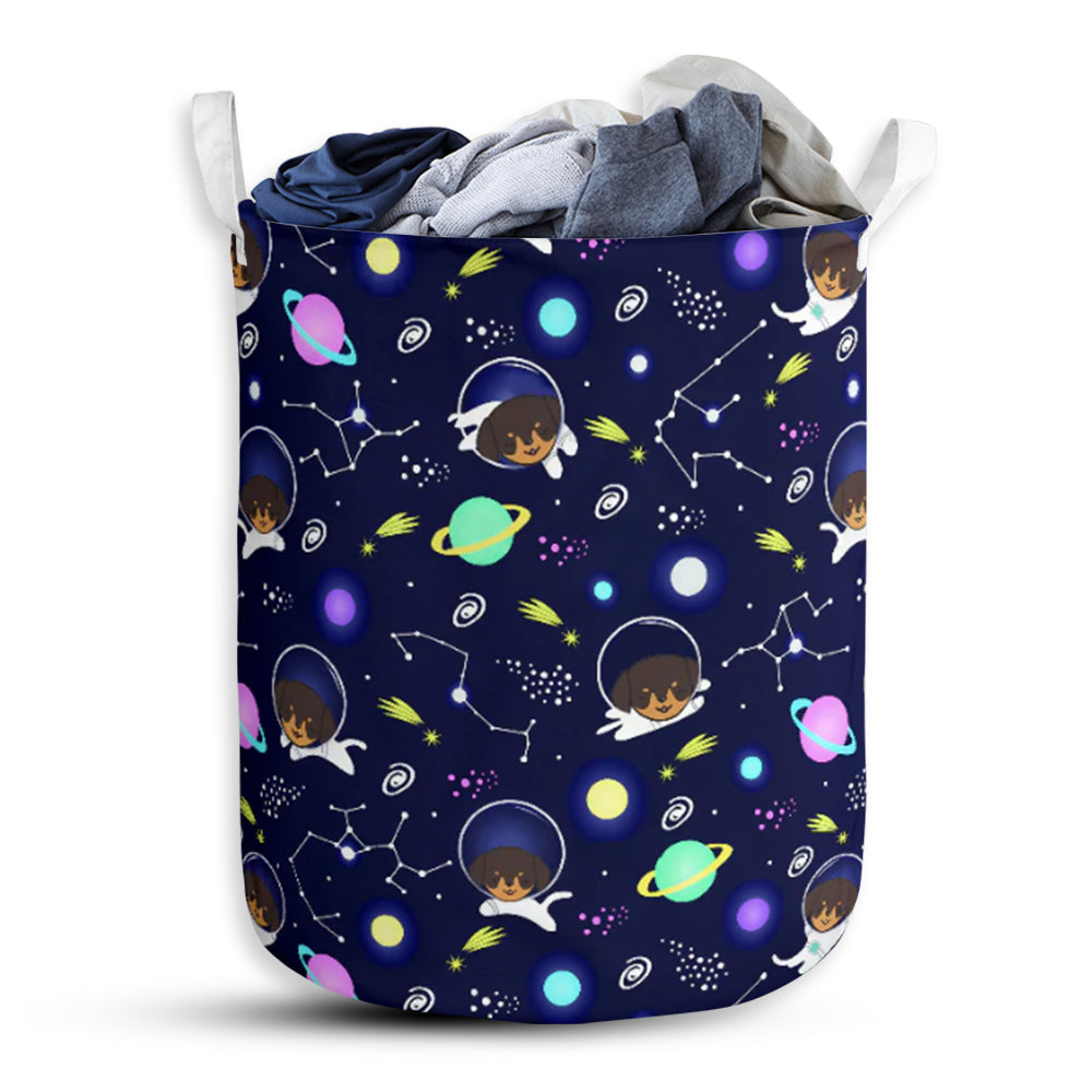 Dachshund Dog On Space - Laundry Basket - Owls Matrix LTD