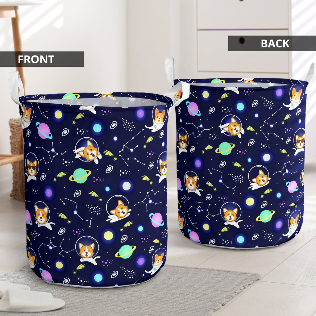 Corgi Dog On Space - Laundry Basket - Owls Matrix LTD