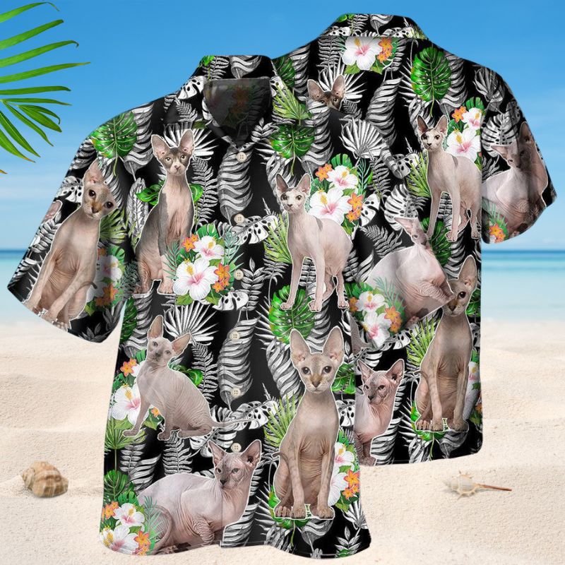Sphynx Cat Tropical Floral Style – Hawaiian Shirt