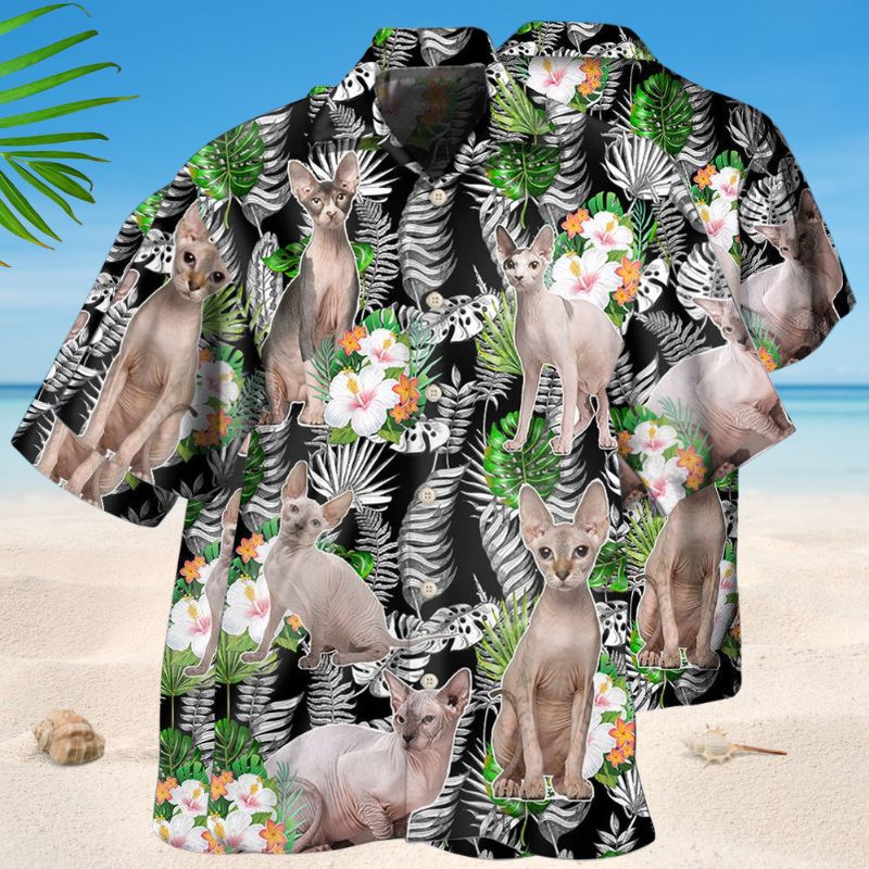 Sphynx Cat Tropical Floral Style – Hawaiian Shirt