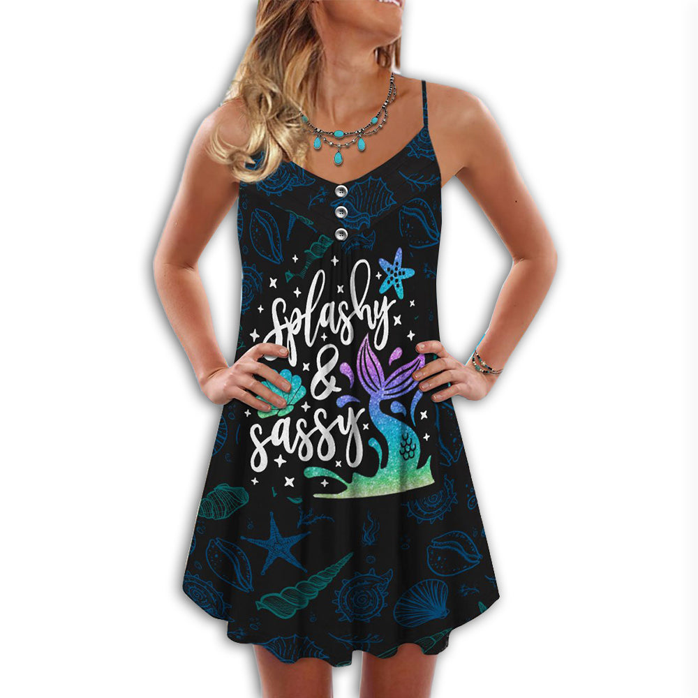 Splashy Sassy Mermaid – Women's Summer Sleeveless V-Neck Camisole Dress