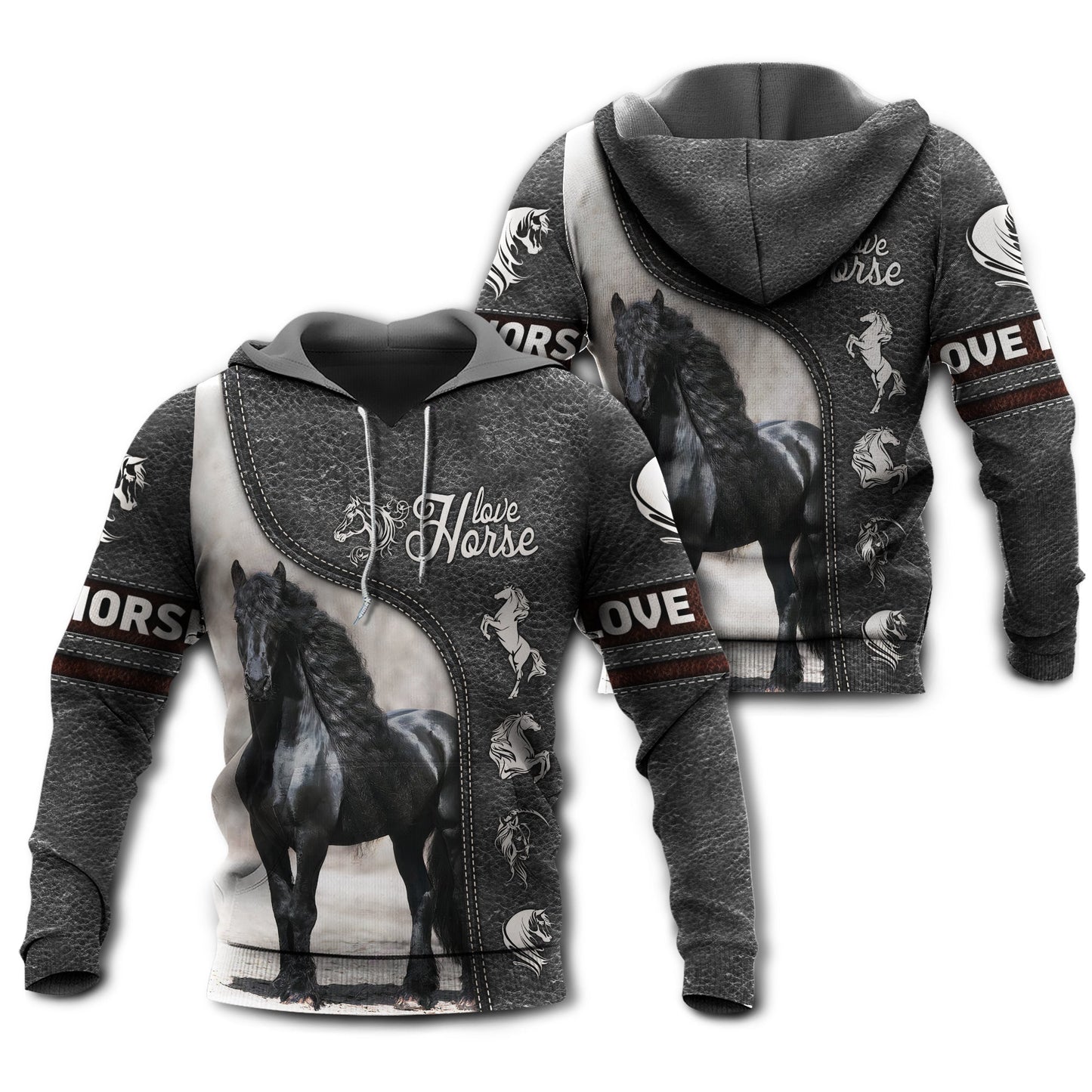 Friesian Horse Love Black Style - 3D Hoodie 