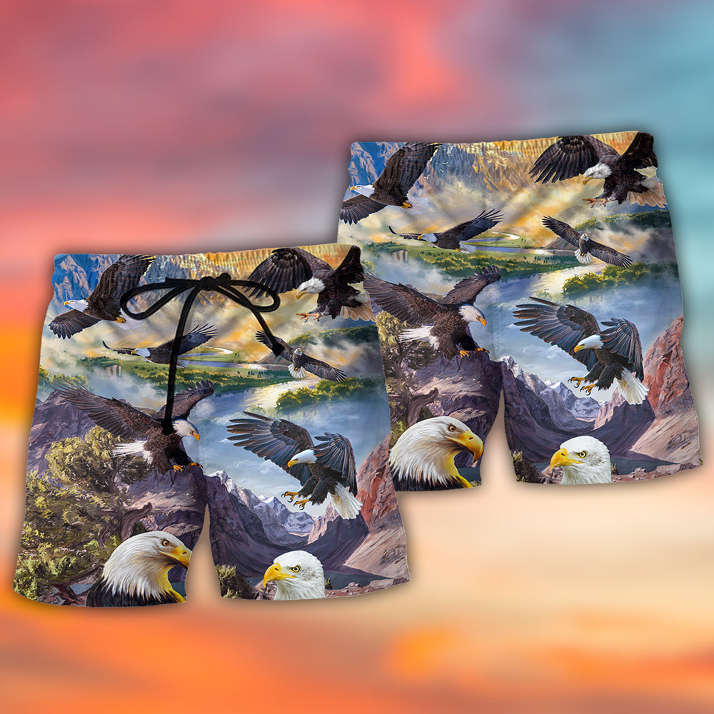 Eagle Spread Wings To The Sky Style - Beach Short - Owls Matrix LTD