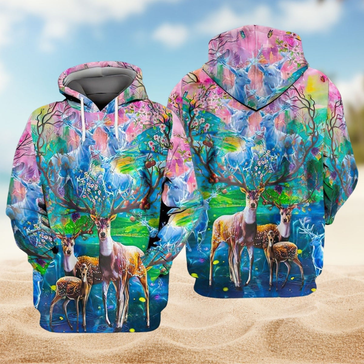 Spring Deer Nature Art – 3D Hoodie