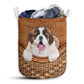 St Bernard Dog Rattan Teaxture Style - Laundry Basket - Owls Matrix LTD
