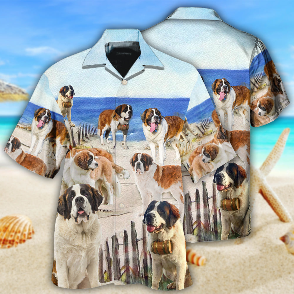 St Bernard Dog Beach Style – Hawaiian Shirt