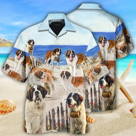 St Bernard Dog Beach Style – Hawaiian Shirt