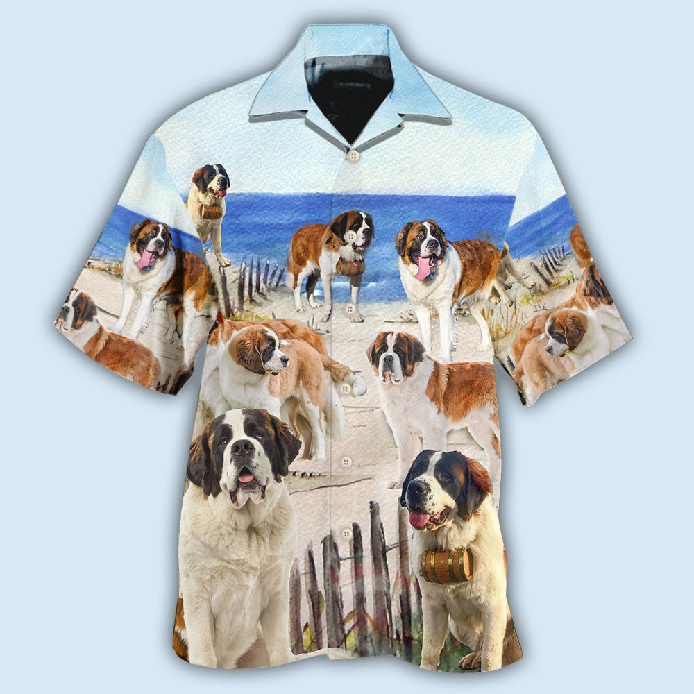 St Bernard Dog Beach Style – Hawaiian Shirt