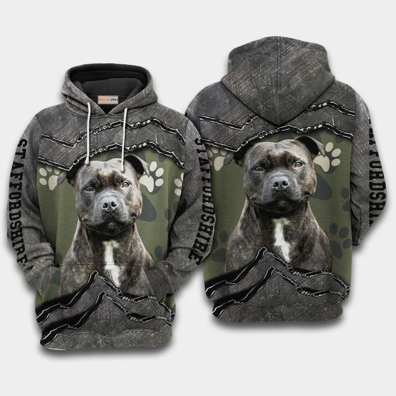Staffordshire Bull Terrier My Friend Art – 3D Hoodie
